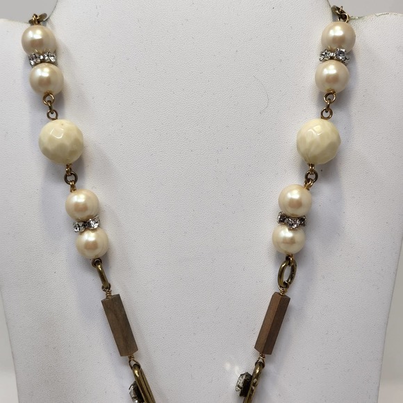 Gerard Yosca Chain Link Tassel Pendant Necklace Vintage Statement Rhinestone - Picture 3 of 11